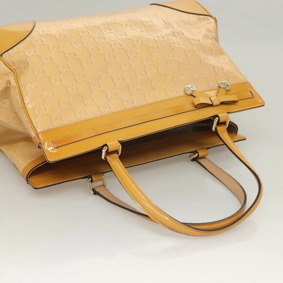 GUCCI GG Canvas Hand Bag Enamel Yellow Gold - Picture 6 of 15